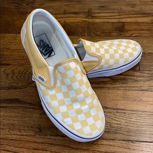 Vans Yellow Checkered Slip-ons